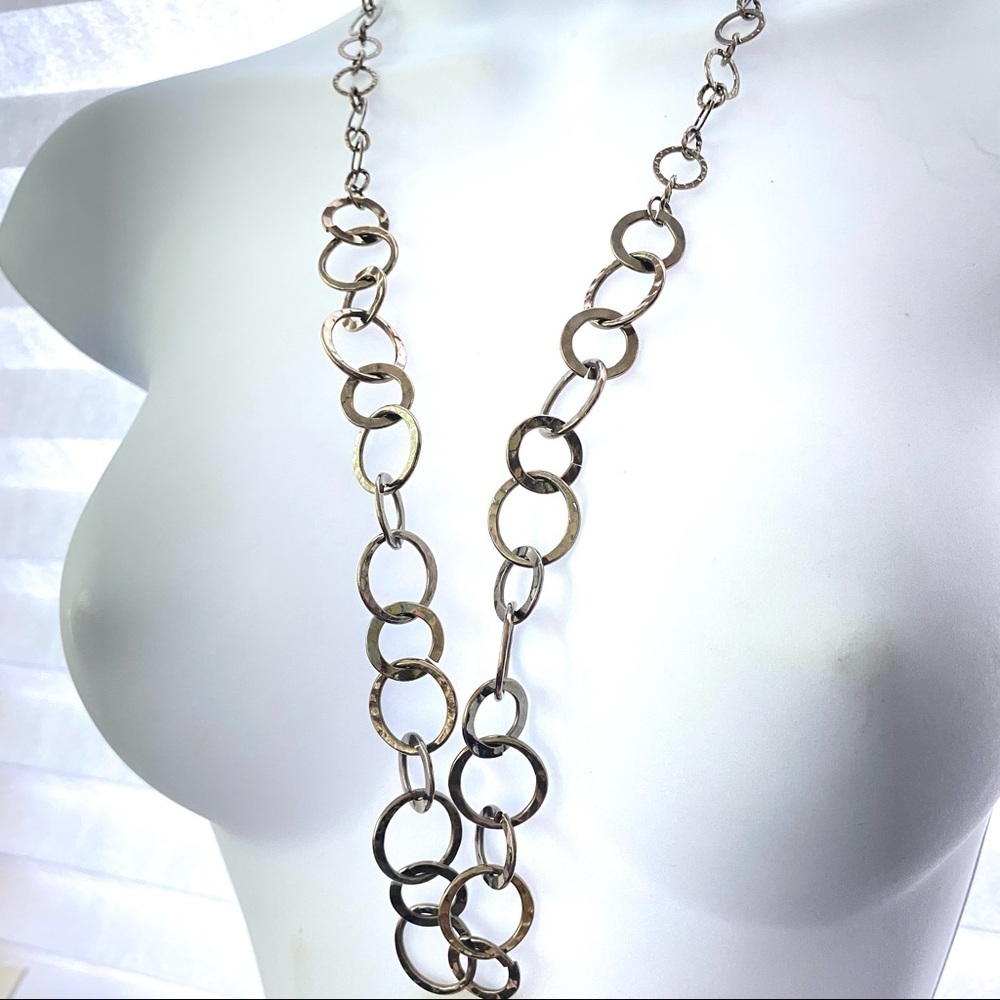 Gunmetal Link Long Necklace